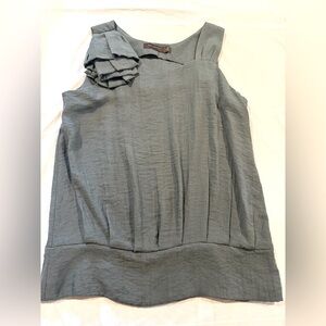 The Limited Green Sleeveless Top with Floral Shoulder Detail - Size M